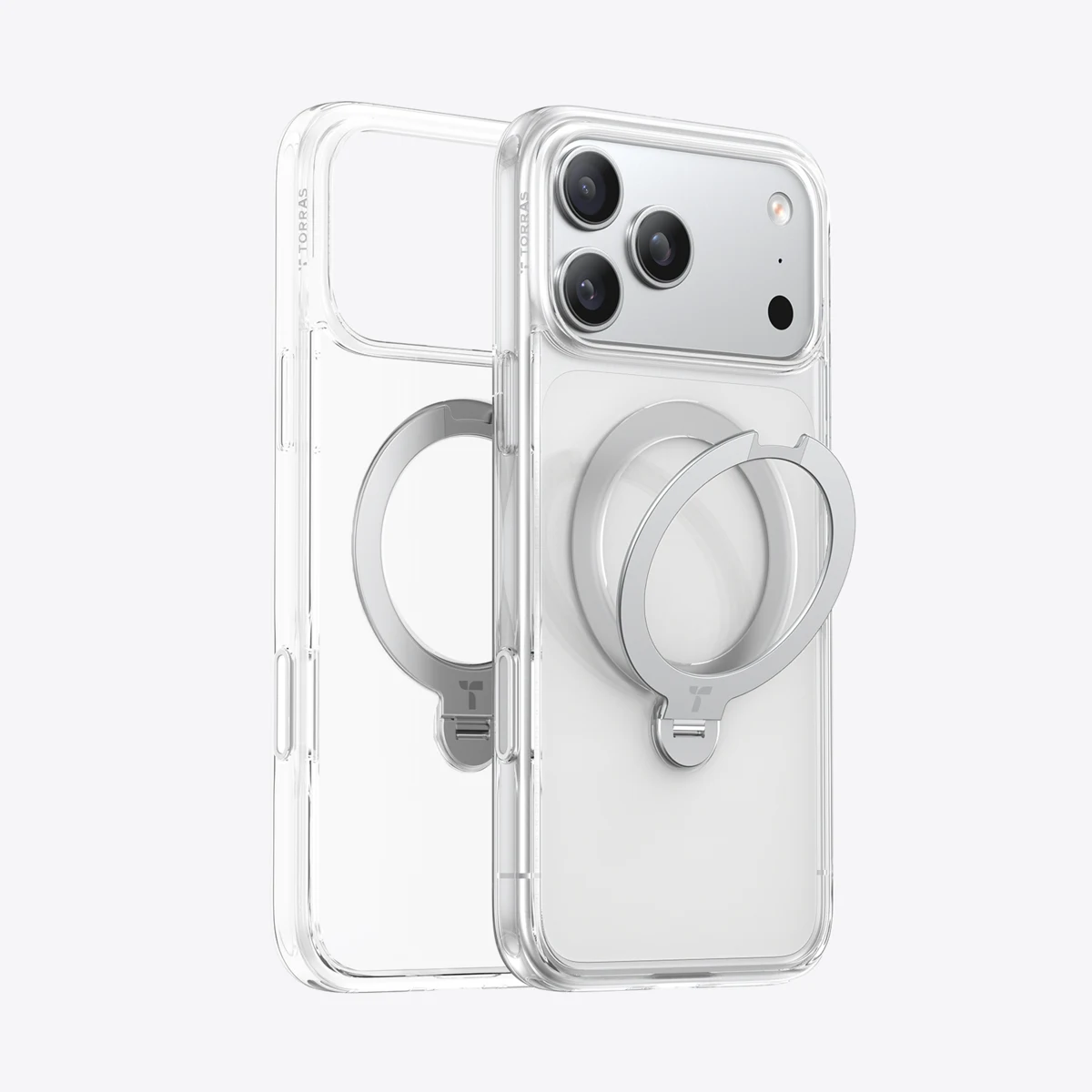 TORRAS 360° magnetic stand case for iPhone 17 Pro Max, Crystal Clear